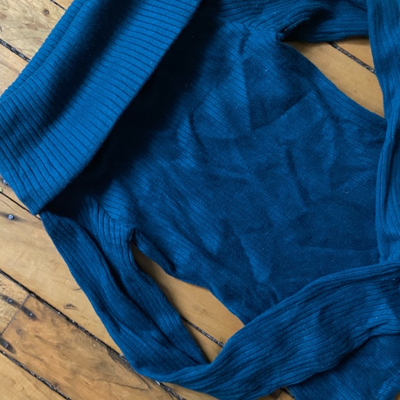 Madewell off shoulder long sleeve top in Mineral Blue, size XS - Picture 3 of 5